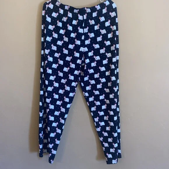 Sleep Sense Long Sleeve Henley Polar Bear Print Holiday Pajama Set Women L BLACK - Picture 5 of 5